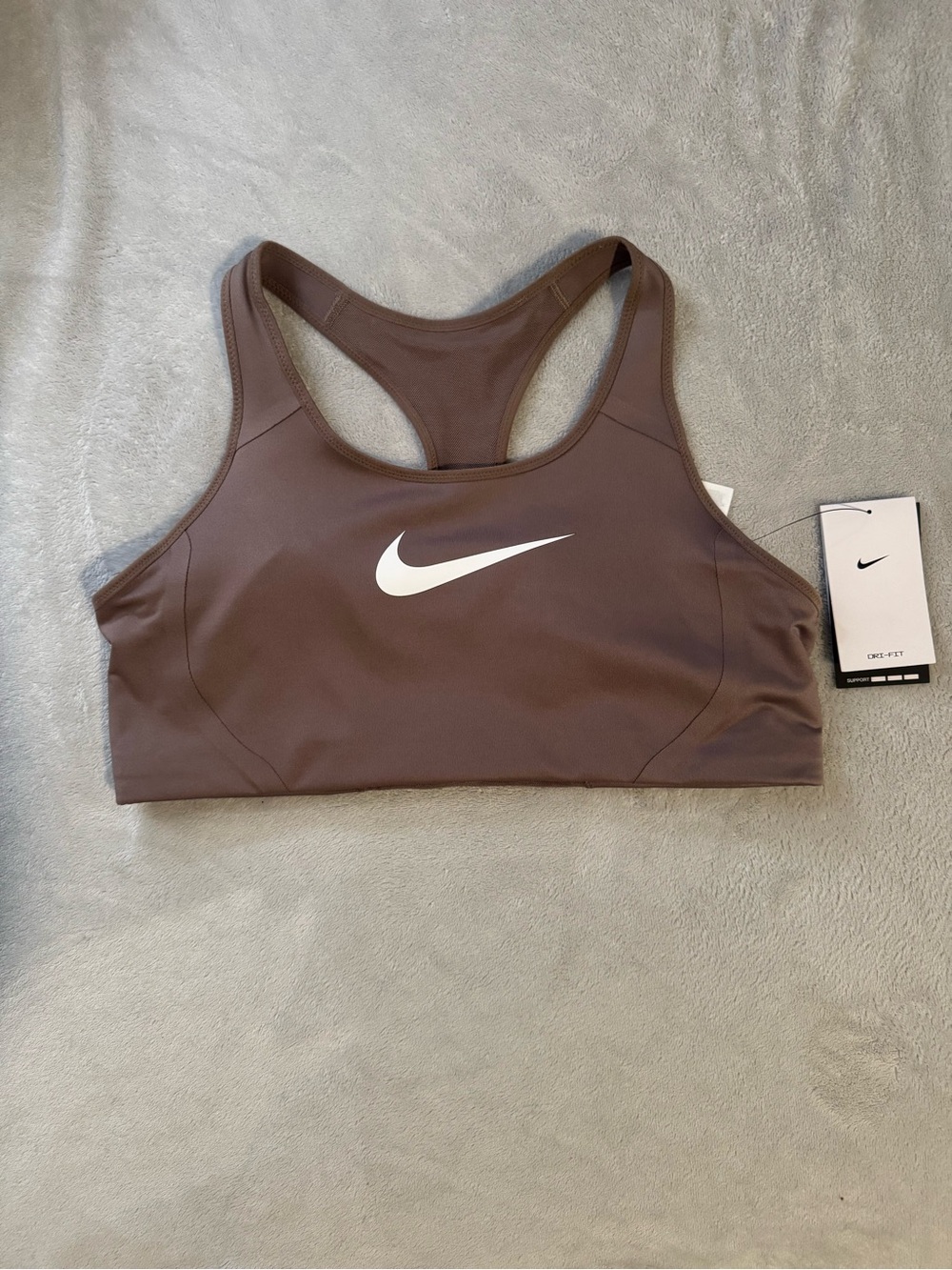 Nike Brown Sports Bra with White Swoosh